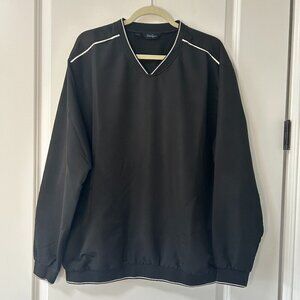 Men's Walter Hagen Black Wind Shirt Long Sleeve V Neck Size XL EUC